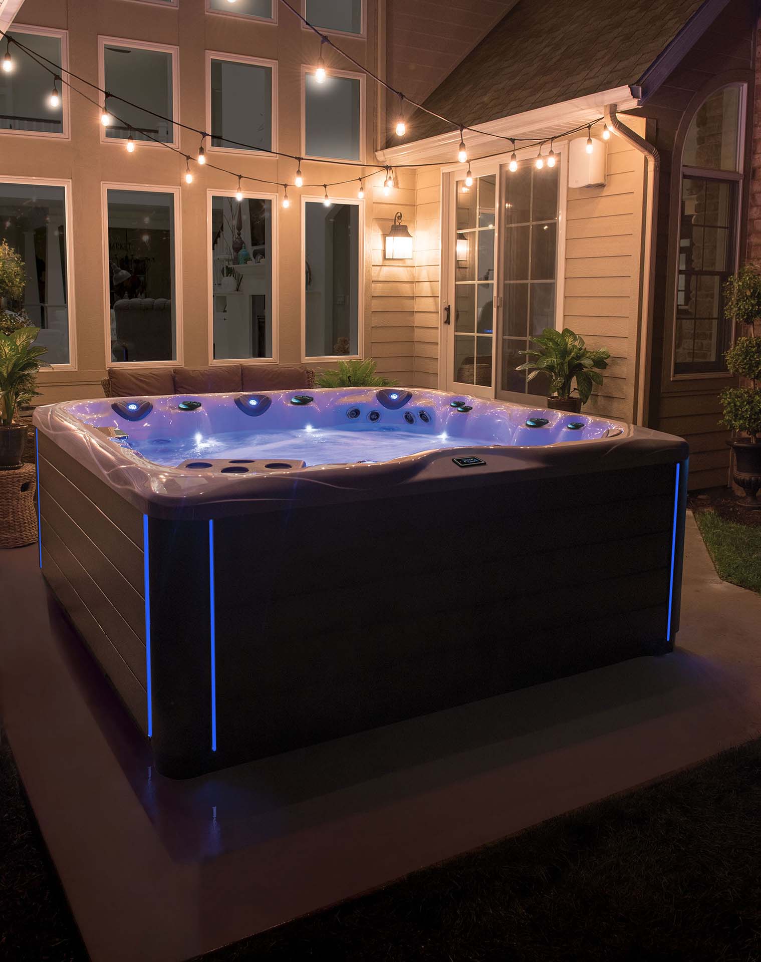 hot tub lights at night